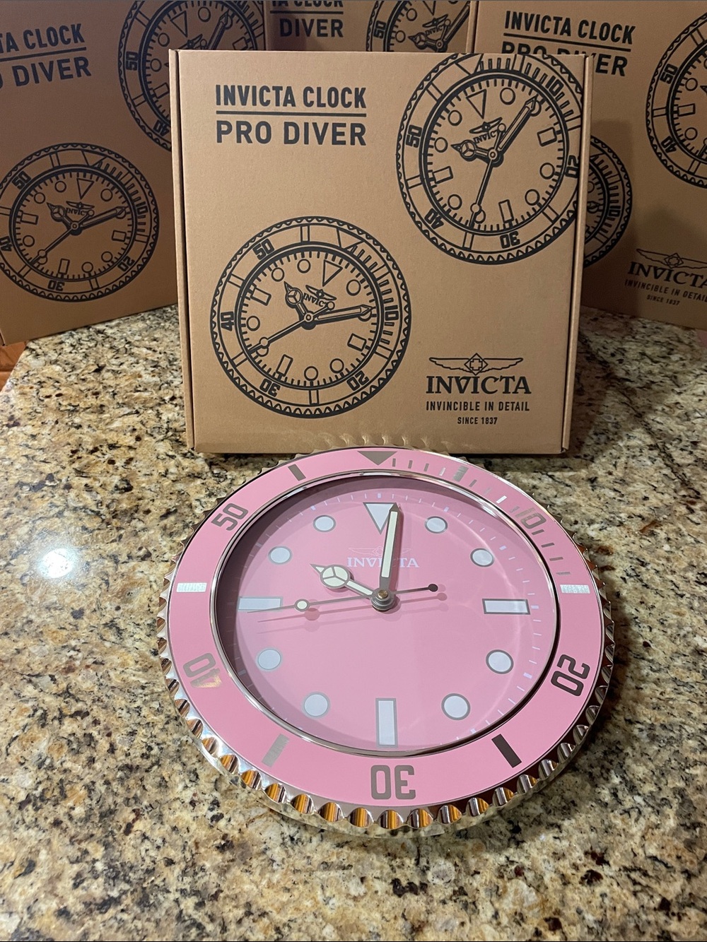 Invicta Pink 12 inch Wall Clock Diver Style